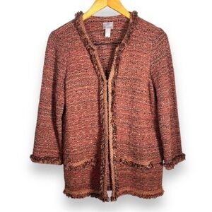 Chico's Colorful Fringe Cardigan Sweater